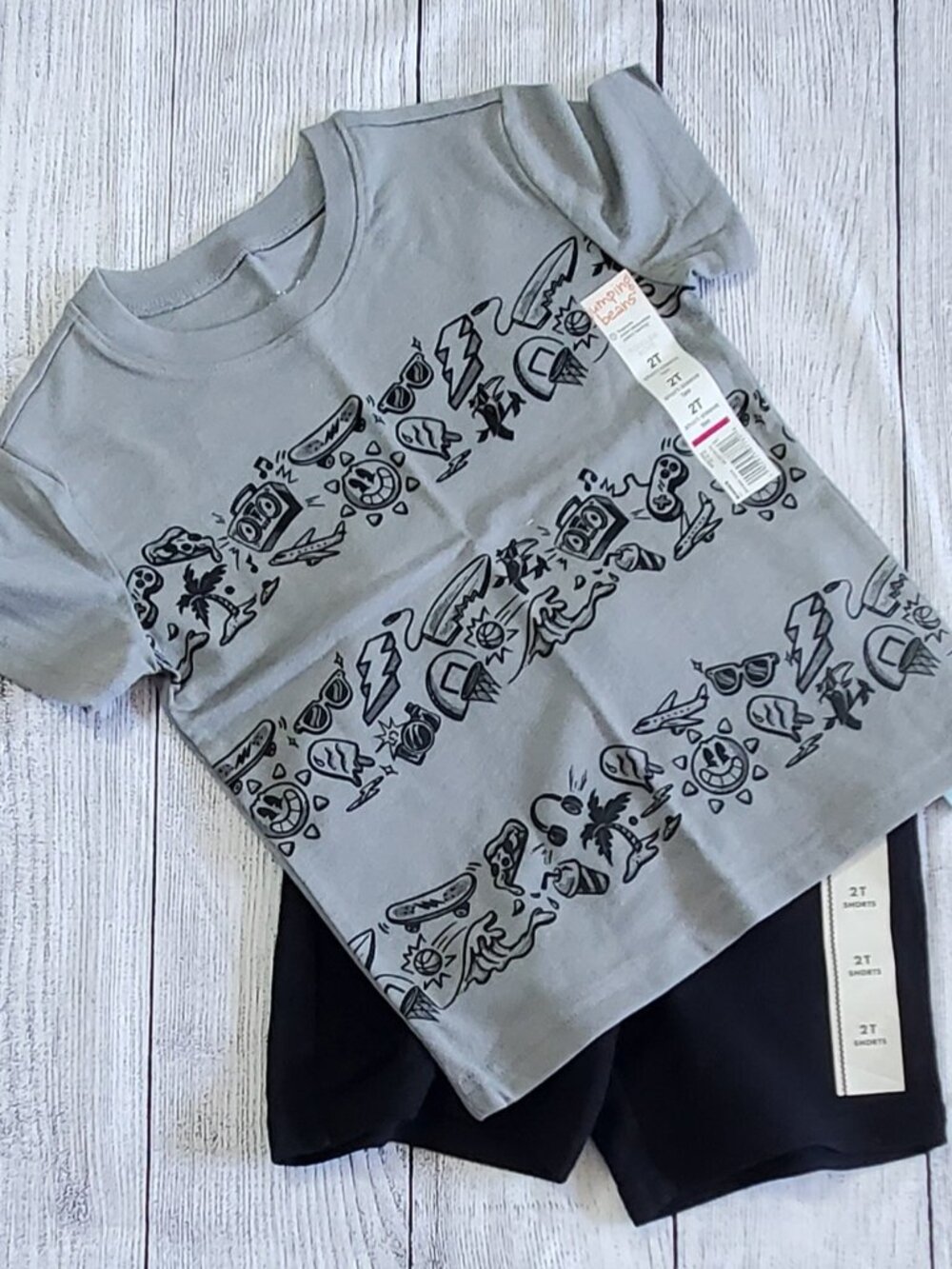Toddler Boy Short Set Jumping Beans T-shirt Cat n Jack Shorts Size 2T NWT